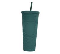 SUNGOOYUE Vaso con Tachuelas Mate de Gran Capacidad de 710 Ml y 24 Oz, Taza de Agua Reutilizable con Aislamiento de Doble Capa, con Tapa a Prueba de Fugas y Pajita, para Beber Jug (verde oscuro)