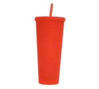 SUNGOOYUE Vaso con Tachuelas Mate de Gran Capacidad de 710 Ml y 24 Oz, Taza de Agua Reutilizable con Aislamiento de Doble Capa, con Tapa a Prueba de Fugas y Pajita, para Beber Jug (rojo anaranjado)