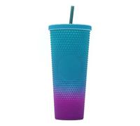 SUNGOOYUE Vaso con Tachuelas Mate de Gran Capacidad de 710 Ml y 24 Oz, Taza de Agua Reutilizable con Aislamiento de Doble Capa, con Tapa a Prueba de Fugas y Pajita, para Beber Jug (Degradado verde