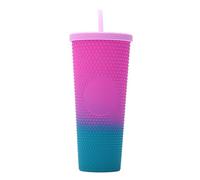 SUNGOOYUE Vaso con Tachuelas Mate de Gran Capacidad de 710 Ml y 24 Oz, Taza de Agua Reutilizable con Aislamiento de Doble Capa, con Tapa a Prueba de Fugas y Pajita, para Beber Jug (Rosa degradado