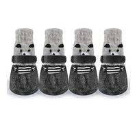 SUNGOOYUE Zapatos para Perros de Goma, Calcetines para Mascotas de Plástico, 4 Piezas, Botas Antideslizantes para Perros L para Lluvia, Nieve, Caminar Al Aire Libre, Funda para, Negro (Negro_L)