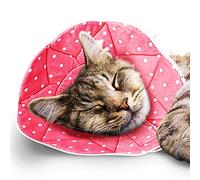SunGrow Cono de recuperación para gatos, se adapta a circunferencia de cuello de 7 a 9 pulgadas, almohada para aliviar el estrés postcirugía con cierres de correa ajustable, color rosa