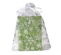 SUNGULF 100 bolsas de organza con cordón de 6 x 9 pulgadas, 16 x 22 cm, bolsa de regalo fuerte para caramelos, joyas, fiestas, recuerdos de boda (copo de nieve blanco)