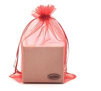 SUNGULF 100 bolsas de organza con cordón de 6 x 9 pulgadas, 16 x 22 cm, bolsa de regalo fuerte para caramelos, joyas, fiestas, recuerdos de boda (rojo)