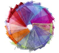 SUNGULF 100 bolsas de organza con cordón de 6 x 9 pulgadas, 16 x 22 cm, bolsa de regalo fuerte para caramelos, joyas, fiestas, recuerdos de boda (color mezclado)