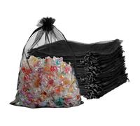 SUNGULF 100 bolsas de organza con cordón de 6 x 9 pulgadas, 16 x 22 cm, bolsa de regalo fuerte para caramelos, joyas, fiestas, recuerdos de boda (negro)