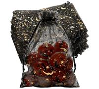 SUNGULF 100 Bolsas de Organza con cordón para Regalo de Boda con diseño de Estrellas y Luna