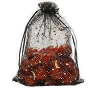 SUNGULF 100 Bolsas de Organza con cordón para Regalo de Boda con diseño de Estrellas y Luna