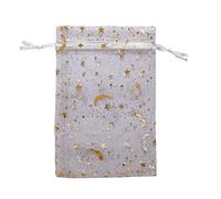SUNGULF 100 bolsas de organza transparente con cordón de 4 x 6 pulgadas, estrellas y lunas, para bodas, fiestas, joyas, caramelos, bolsas de regalo (blanco)