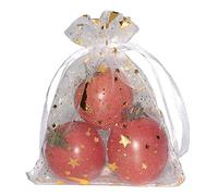 SUNGULF 100 bolsas de organza transparente con cordón, estrellas y lunas, para bodas, fiestas, joyas, caramelos, bolsas de regalo (3 x 4 pulgadas, color blanco)