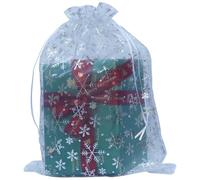 SUNGULF Bolsas de organza con cordón de 12 x 16 pulgadas, bolsas grandes transparentes para recuerdos de boda, fiesta, Navidad, bolsa de regalo (copo de nieve blanco, 100 paquetes)