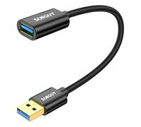 SUNGUY Cable Alargador USB 3.0, 0,3 m Cable de Extensión USB A Macho a Hembra Ultrarrápido de 5 Gbps para Lectores de Tarjetas, Teclados, Impresoras, Escáneres, Cámaras-Negro
