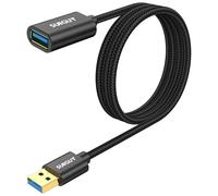 SUNGUY Cable Alargador USB 3.0, 1.5M 5 Gbps USB A Macho A Hembra Cable Extension para Impresora, Ratón, Teclado, Hub, Pendrive, Mando de PS3, VR Gafas, Disco Externo - Negro