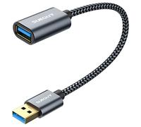 SUNGUY Cable Alargador USB 3.0, Cable de Extensión USB A Macho a Hembra Ultrarrápido de 5 Gbps para Lectores de Tarjetas, Teclados, Impresoras, Escáneres, Cámaras [0.3m-Gris-2piezas]