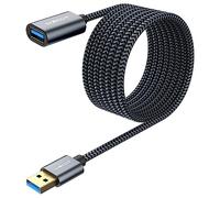 SUNGUY Cable Alargador USB 3.0, Cable de Extensión USB A Macho a Hembra Ultrarrápido de 5 Gbps para Lectores de Tarjetas, Teclados, Impresoras, Escáneres, Cámaras [5m-Gris-1piezas]