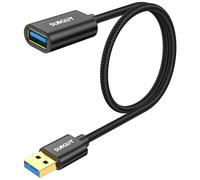 SUNGUY Cable Alargador USB Corto, 0.5 m USB 3.0 5 Gbps USB A Macho A Hembra Cable Extension para Memoria USB, Disco Externo, Hub USB, Impresora, Escáner, Cámara, PS VR-Negro