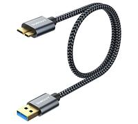 SUNGUY Cable de disco duro USB 3.0, 0,5 m USB A a Micro B de 5 Gbps para Seagate, Toshiba Canvio, Western Digital (WD), My Passport and Elements, Cable de carga USB para Galaxy S5, Note 3