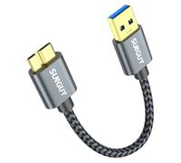 SUNGUY Cable disco duro externo, 15cm USB3.0 disco duro USB de 5 Gbps, Cable USB A a Micro B para WD Elements, Seagate, My Passport Ultra, SSD, Galaxy Pro 12.2, Galaxy S5/Note 3