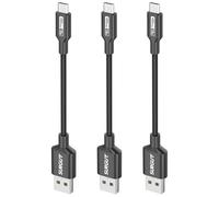 SUNGUY Cable Micro USB, [3 Piezas 0,15m] Cable de Carga Micro USB Trenzado de Nailon de Carga rápida para Android Galaxy S7/S6, Edge J7/J5/J3, Wiko, LG, PS4 - Negro