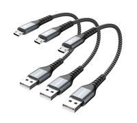 SUNGUY Cable Micro USB Corto [15cm * 3] USB 2.0 Micro cables Carga rápida y datos compatibles con los teléfonos inteligentes de Samsung, Huawei, Xiaomi, Kindle, Power Bank, Auriculares - Gris