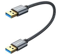 SUNGUY Cable USB 3.0, tipo A macho a macho, cable SuperSpeed de 5 Gbps para disco duro externo, DVD, refrigerador para PC portátil, concentrador USB, TV Box, impresora y cámara, gris, 0.3m