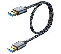 SUNGUY Cable USB 3.0 Tipo A Macho a Macho Doble Cable USB para Disco Duro Externo, Reproductor de DVD, Enfriador de Laptop, Concentrador USB, Caja de TV, Impresora y Cámara (0.5m)