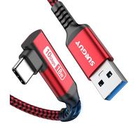 SUNGUY Cable USB a USB C, 0.5 m 10 Gbps USB 3.1 Gen 2 cable de datos USB C compatible con Android Auto, Galaxy S24, SSD, Huawei P30/P20, rojo Xiaomi