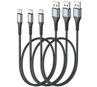SUNGUY Cable USB C, 10 piezas 0.5m Cable USB C Carga Rapida, Cable USB a USB C para iPhone 16/15 Pro Max Plus, Samsung Galaxy S10, S9, S8 Plus, LG V50 V40, Moto G7 G8, LG G7 / V30-Gris