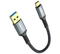 SUNGUY Cable USB C, 15cm USB A a C, 3.1 GEN2 10 Gbps Compatible Con Android Auto, Galaxy S8/S9 Plus/S24, Huawei P20/P30, Xperia XZ/Z5, Pixel 8 - Gris