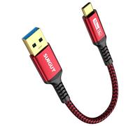 SUNGUY Cable USB C, 15cm USB a USB C, USB 3.1 GEN2 10 Gbps USB C Cable de datos compatible con Android Auto, Galaxy S8/S9 Plus/S20, Huawei P20/P30, Xperia XZ/Z5, Pixel 8, etc-Rojo