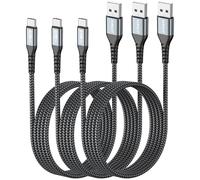 SUNGUY Cable USB C, 3 piezas 1.5m Cable USB C Carga Rapida, Cable USB a USB C para iPhone 16/15 Pro Max Plus, Samsung Galaxy S10, S9, S8 Plus, LG V50 V40, Moto G7 G8, LG G7 / V30