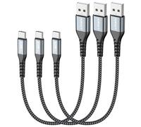 SUNGUY Cable USB C, 3 piezas 30cm Cable USB C Carga Rapida, Cable USB a USB C para iPhone 16/15 Pro Max Plus, Samsung Galaxy S10, S9, S8 Plus, LG V50 V40, Moto G7 G8, LG G7 / V30-Gris