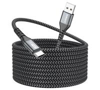 SUNGUY Cable USB C 5 m, Largo USB 2.0 Cable USB C Carga Rapida Nylon Braided Cable USB a USB C para iPhone 16/15 Pro Max Plus, Galaxy S10, S9, S8 Plus, LG V50 V40, Moto G7 G8, LG G7 / V30