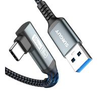 SUNGUY Cable USB C 90 Grados, 1.2M 10Gbps Cable USB A a USB C, Carga Rápida Cable Compatible con Coche Android, Galaxy S22, SSD, Huawei P30/P20, Xiaomi