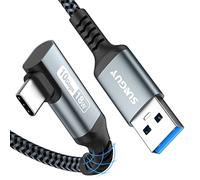 SUNGUY Cable USB C 90 Grados, 1.5M 10Gbps USB 3.1 Gen 2 Carga Rápida Cable, Cable USB A a USB C Compatible con Coche Android, Galaxy S22, SSD, Huawei P30/P20, Xiaomi-Gris