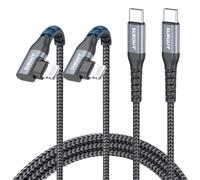 SUNGUY Cable USB C a Light-ning en ángulo rect, Light-ning de 90 grados, cable de carga rápida trenzado para iPhone 14/13/12/11 Pro Max Mini X XS XR Plus SE [Gris, 1.5m, 2Piezas]