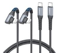 SUNGUY Cable USB C a Light-ning en ángulo recto, Light-ning de 90 grados, cable de carga rápida trenzado para iPhone 14/13/12/11 Pro Max Mini X XS XR Plus SE [Gris, 1m, 2Piezas]
