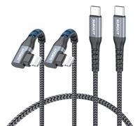 SUNGUY Cable USB C a Light-ning en ángulo recto, Light-ning de 90 grados, cable de carga rápida trenzado para iPhone 14/13/12/11 Pro Max Mini X XS XR Plus SE [Gris, 0.6m, 2Piezas]