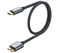 SUNGUY Cable USB C a Micro B, 0,5m USB3.1 10Gbps USB C macho a Micro B, cable de disco duro compatible con Toshiba, Seagate, WD,Galaxy S5 Note 3