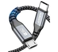 SUNGUY Cable USB C a Micro USB, carga dispositivos Micro USB 2.0, 15CM USB Tipo C a Micro USB Cable de Datos Compatible con MacBook (Pro), Samsung Galaxy S20/S9/S9+/S10,Moto Z/Z2-Gris