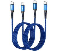 SUNGUY Cable USB C a USB C, 2 x 1.5 m USB C 60 W Carga Rapida, compatible con iPhone 15 Pro/Pro Max, MacBook Pro, iPad Pro 2020, MacBook Air, Samsung S24, Huawei P30 - Azul