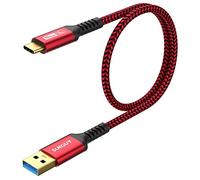 SUNGUY Cable USB C Android Auto de 10 Gbps, 3A USB 3.1 Gen 2 Carga Rápida y Transferencia de Datos Cable CarPlay, para iPhone 17/16/15 Pro Max, Samsung T7, Galaxy S23 S22 Ultra Note 20, SSD- Rojo 1,5