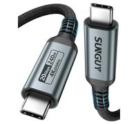 SUNGUY Cable USB C Carga Rapida, 0.5M 240W 20Gbps 4K&60HZ Cable USB C a C para iPhone 15, MacBook Pro 2020, iPad Pro 2020, iPad Air 4, Samsung Galaxy S23+/S23 Ultra, Pixel