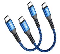 SUNGUY Cable USB C Corto, 15cm*2 a USB C, 60W Carga Rápida Compatible Con iPhone 15/15 Pro/Max/Plus, Galaxy S24 S23 S22 A54, MacBook Air, iPad Pixel 7 - Blu