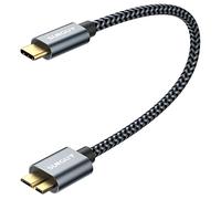 SUNGUY USB C a Micro B Cable, USB 3.1 0.3M 10Gbps Cable Disco Duro USB C compatible con Toshiba, HDD,Seagate, WD,Galaxy S5 Note 3,HDD etc.