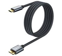 SUNGUY USB C a Micro B Cable, USB 3.1 1,5m 10Gbps Cable Disco Duro USB C compatible con Toshiba, HDD, Seagate, WD, Galaxy S5 Note 3, HDD etc.-Gris