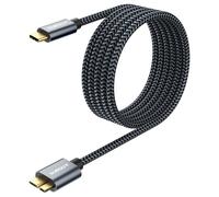 SUNGUY USB C a Micro B Cable, USB 3.1 2m 10Gbps Cable Disco Duro USB C compatible con Toshiba, HDD, Seagate, WD, Galaxy S5 Note 3, HDD etc.-Gris