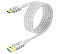 SUNGUY USB Tipo C a USB 3.1 Gen 2 Cable 10Gbps Cable de Datos y cable de Carga Rápida 3A Compatible con iPhone 17/16/15, Galaxy S21, SSD, Android Auto, Pixel 8-2m, Blanco, 1paquete