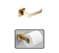 SUNGVA Juego de accesorios de oro cepillado, estante de baño, toallero, gancho para bata, portarrollos de papel higiénico, accesorios de baño negros, juegos de 4 piezas, oro cepillado 159