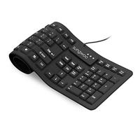 Sungwoo Teclado Plegable de Silicona USB con Cable estándar Teclado Impermeable Rollup Teclado para PC Notebook portátil, tamaño Completo (Negro)